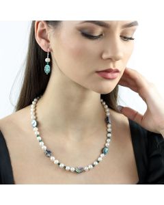 Set perle naturale, sidef Paua si cristale Swarovski