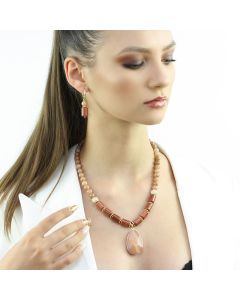 Set "Golden Sands" din Goldstone si jad