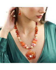 Set "Tangerine" din agat si elemente placate cu aur 18K