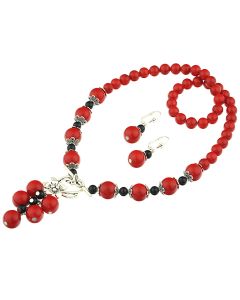 Set ciorchine din jad rosu si agat negru