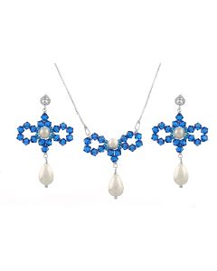 Set fundite din argint, perle Mallorca si cristale Swarovski