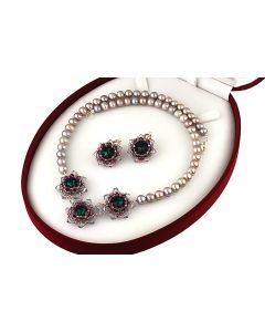 Set perle de cultura lila si cristale Swarovski