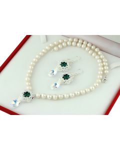 Set perle naturale si cristale Swarovski Crystal AB