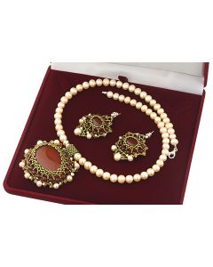 Set exlusivist din perle naturale, carneol si cristale Swarovski