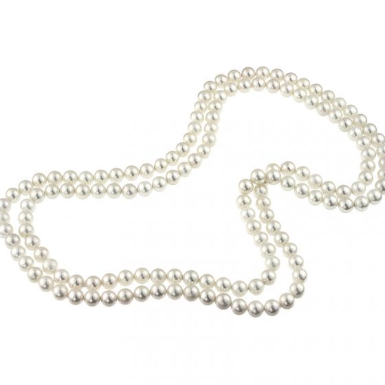 Five lung equality Colier lung din perle de Mallorca albe, diametru 8 mm | Magazin online de  bijuterii