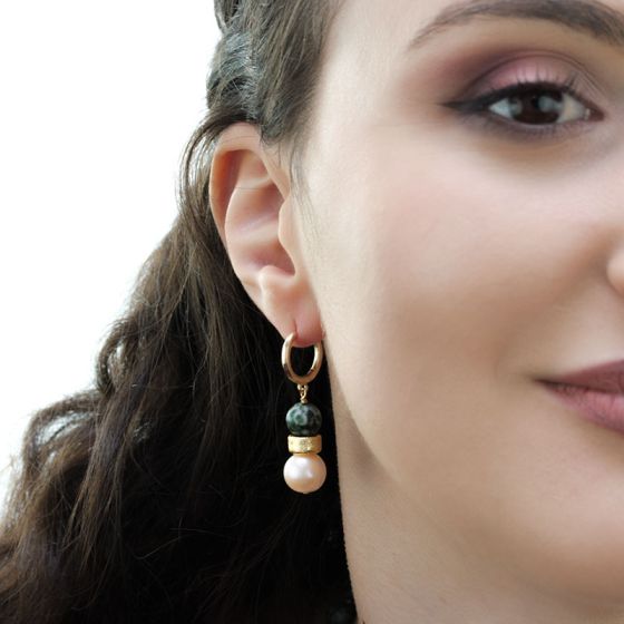 Cercei din tree agat si perle naturale | Magazin online de bijuterii