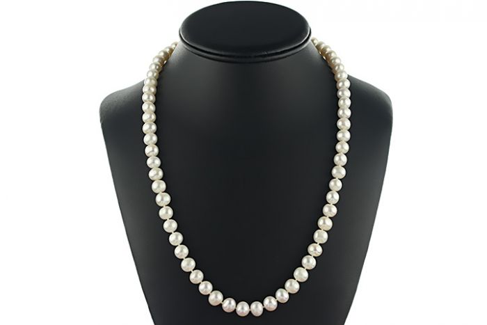 Cathedral whistle harm Colier mediu din perle naturale albe de cultura 6-8 mm, rotunde, calitate A  | Magazin online de bijuterii