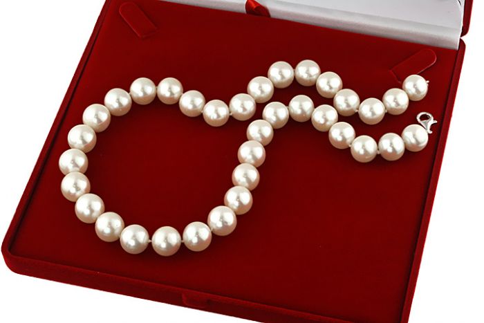 Colier realizat din perle de cultura albe 12 - 14 mm, calitate si argint | online de bijuterii