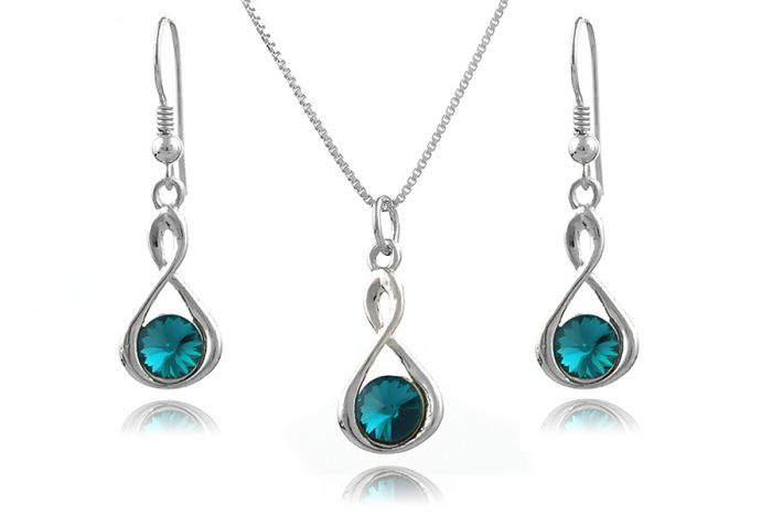 Illusion Championship mouse or rat Set Infinity din argint si cristale Swarovski Blue Zircon | Magazin online  de bijuterii