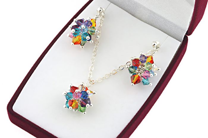 Show you Compete Hula hoop Set multicolor cristale Swarovski biconice si argint | Magazin online de  bijuterii