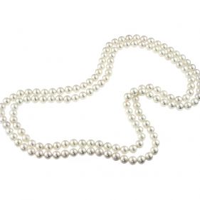 Colier lung din perle de Mallorca albe 8 mm