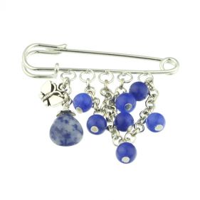 Brosa agrafa fluture cu jad albastru si blue spot