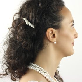 Accesoriu clasic par din perle de Mallorca si cristale Swarovski