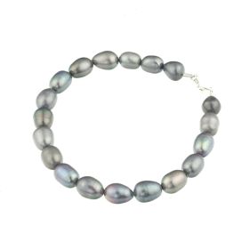 Bratara din perle naturale ovale gri si argint