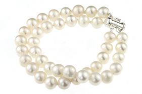 Bratara doua siraguri din perle naturale 7 - 9 mm AA si argint
