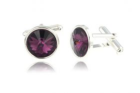 Butoni din argint si Swarovski Amethyst