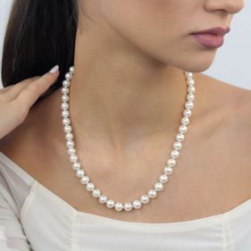 Colier perle naturale albe 7 - 9 mm AAA+ si inchizatoare aur gold filled