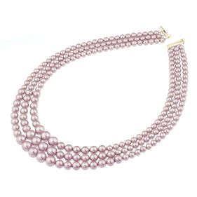Colier multisir perle de Mallorca lila si argint