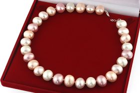 Colier perle Mallorca ovale multicolore si argint