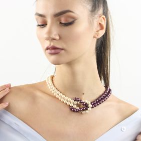 Colier elegant din perle de Mallorca in doua culori