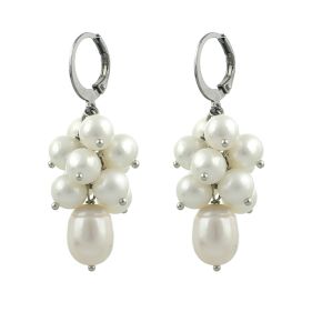 Cercei ciorchine din perle naturale albe