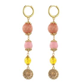 Cercei "Sunkissed" din jad, citrin si elemente placate cu aur 18k
