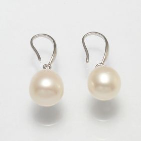 Cercei din argint si perle naturale ovale