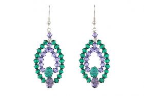 Cercei cristale Swarovski Emerald si Tanzanite