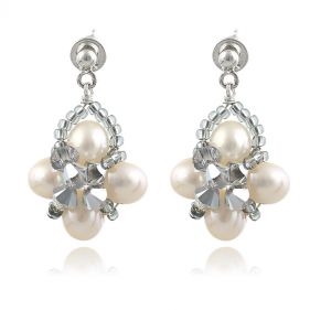Cercei din perle naturale si cristale Preciosa