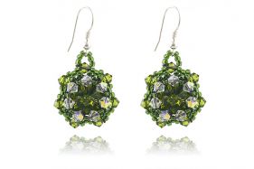 Cercei rivoli din Swarovski Olivine si Crystal AB