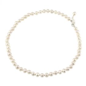 Colier clasic din perle naturale albe 6 - 7 mm A