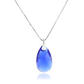 Colier din argint si Swarovski lacrima Majestic Blue