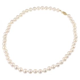 Colier perle naturale albe 7 - 9 mm AA si inchizatoare aur 14K