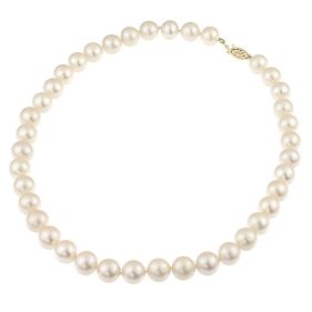 Colier perle naturale albe 9 - 10 mm AAA si inchizatoare aur 14K