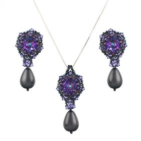 Set din cristale Swarovski, perle Mallorca lacrima si argint