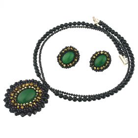 Set exclusivist din jad verde, onix si cristale Swarovski