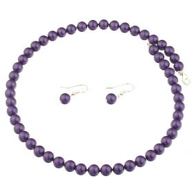 Set perle de Mallorca mov-violet si argint