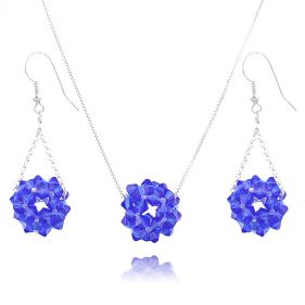 Set `disco ball` din argint si Swarovski Majestic Blue