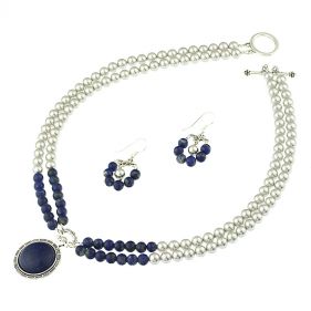 Set din perle de Mallorca si lapis lazuli