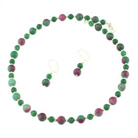 Set din jad curcubeu si jad verde
