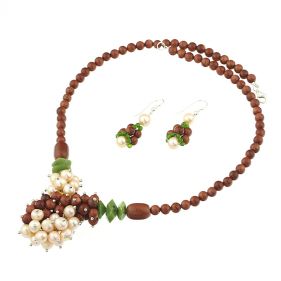 Set din Goldstone, jad, perle naturale si argint