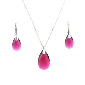 Set cristale Swarovski lacrima Fuchsia