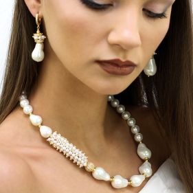 Set "Exquisite" din perle de Mallorca si elemente placate cu aur 18K