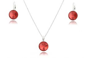 Set cristale Swarovski Padparadscha si argint