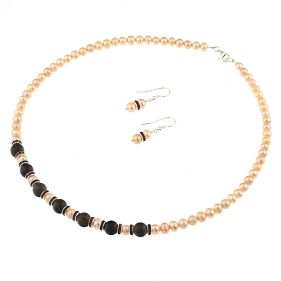 Set cuart fumuriu, rhinestone si perle naturale