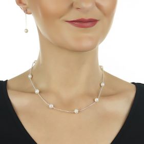 Set delicat din argint si perle naturale albe