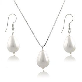 Set din argint cu perle de Mallorca albe