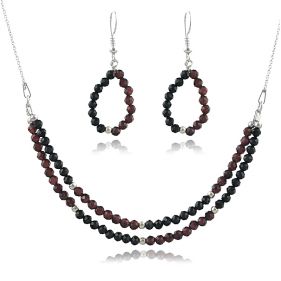 Set din argint, granat si spinel negru