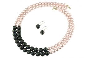 Set multisir perle de Mallorca negre si roz
