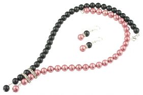 Set perle de Mallorca roz-negru